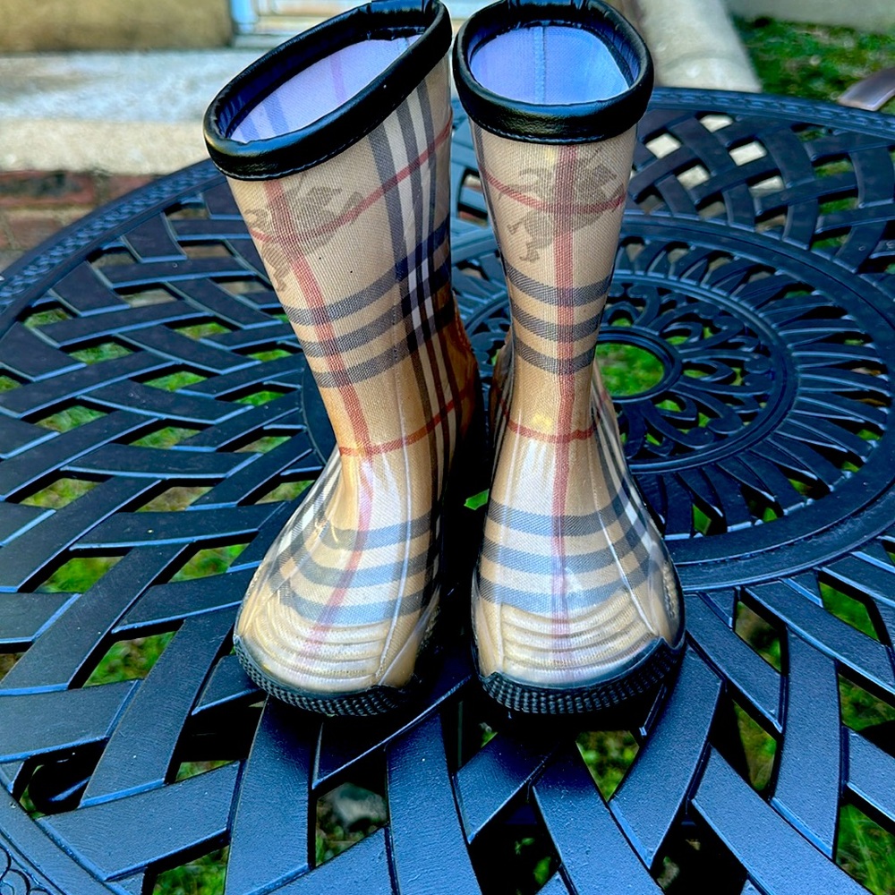 Burberry Kids Plaid Boots - Black and Tan